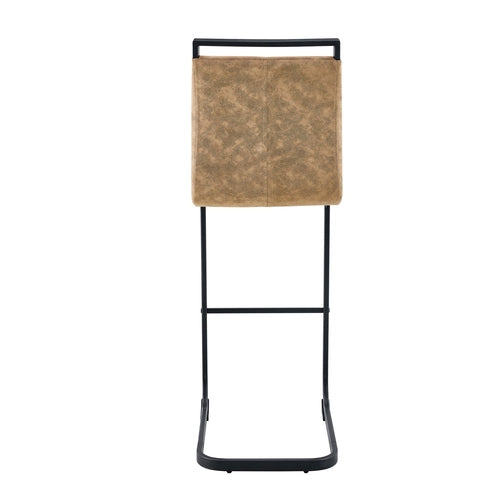 Modern Brown Tech Fabric Bar Stool Set of 2 with Black Metal Legs -