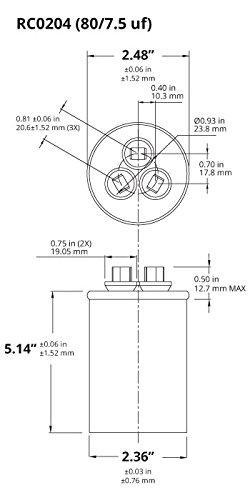 Lennox / Armstrong / Ducane Y4622 / Y462201 - 80 + 7.5 uf 370 / 440 Volt Volt VAC Round Dual Run Capacitor